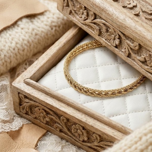 Bransoletka taśma pleciona złoto 585 