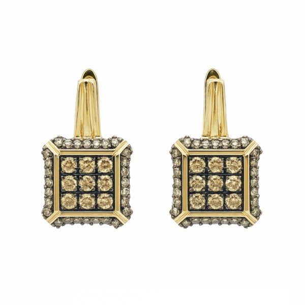 Kolczyki geometryczne naturalne diamenty złoto 585