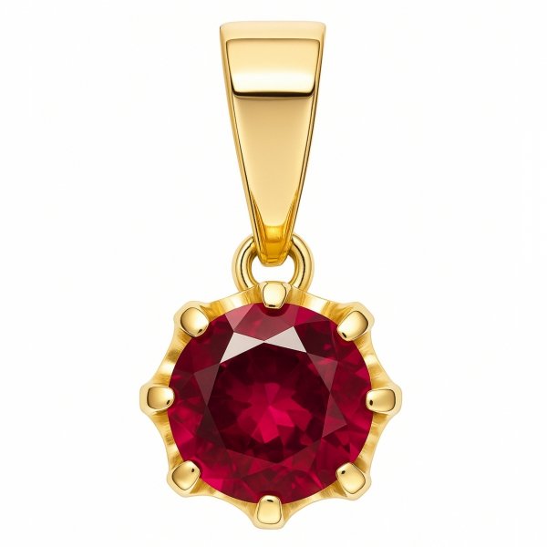 Zawieszka rubinowy kamień w ośmiu łapkach złoto 585