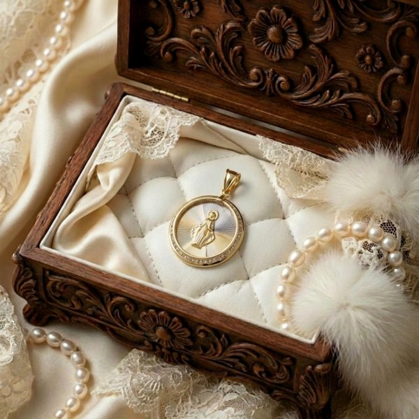 Medalik koło z kamieniami złoto 585