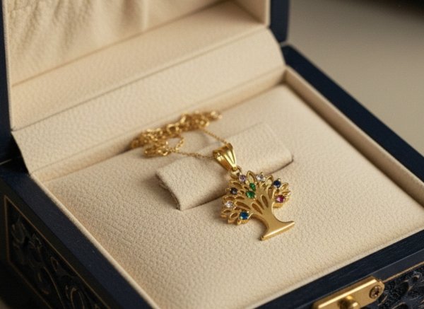 Komplet drzewka szczęścia kolory złoto 585 