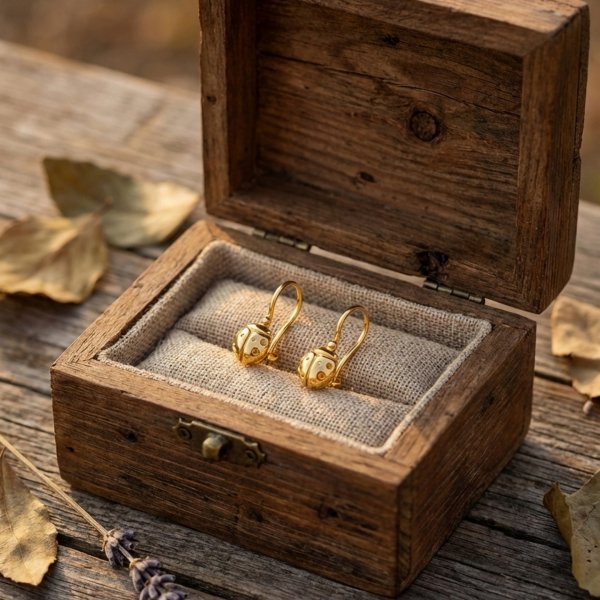 Kolczyki  bigle biedronki złoto 585 