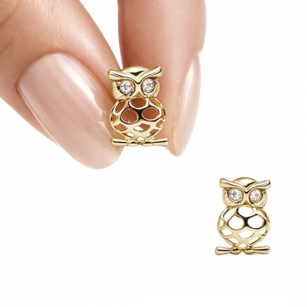 Kolczyki sztyft sowa złoto 585