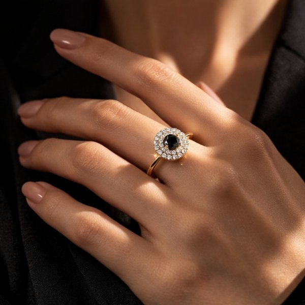 Pierścionek w formie korony z kamieniami R.18 złoto 585