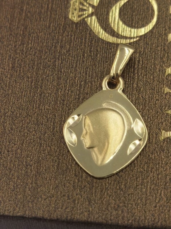 Medalik diamentowany Fatima złoto 585 