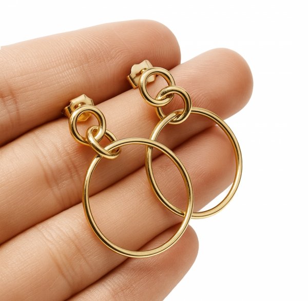 Kolczyki sztyft ruchome koła złoto 585 