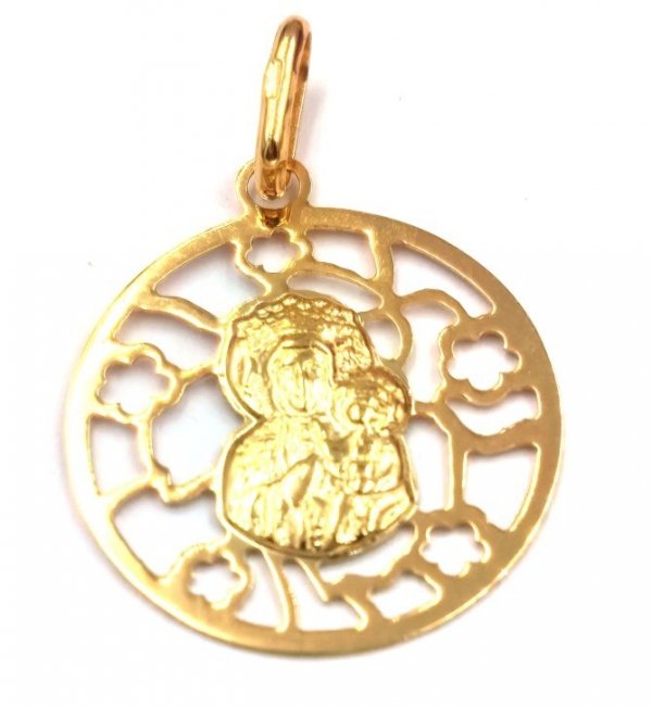 Medalik koronka Częstochowska złoto 585