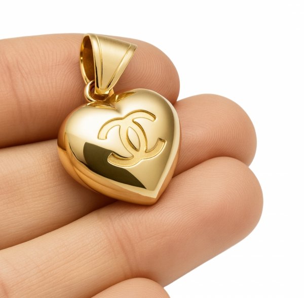 Zawieszka serce 3D litery 2 cm złoto 585 