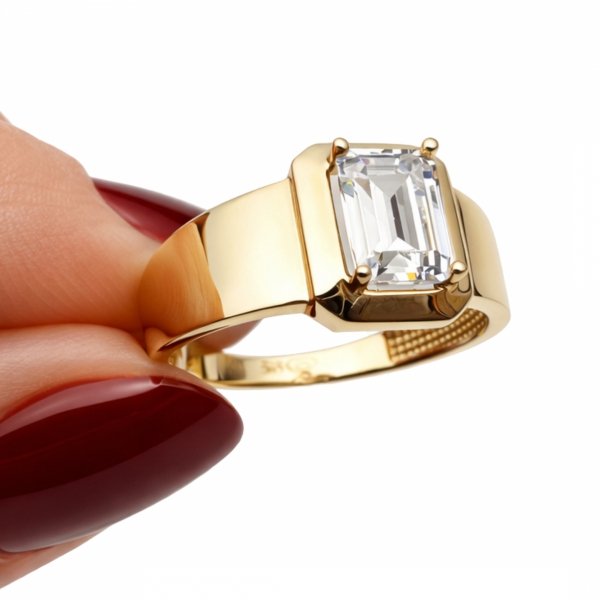 Pierścionek z oczkiem o szlifie szmaragdowym R.17 złoto 585