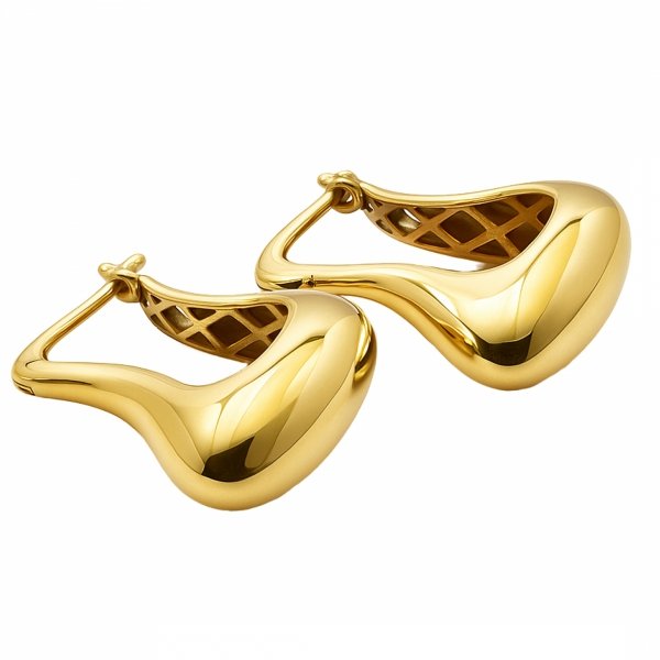 Kolczyki geometryczne krople złoto 585