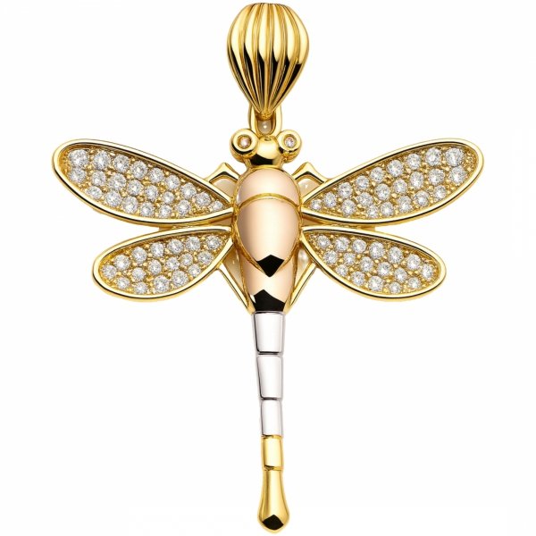 Zawieszka ważka ruchoma trzy kolory złoto 585 