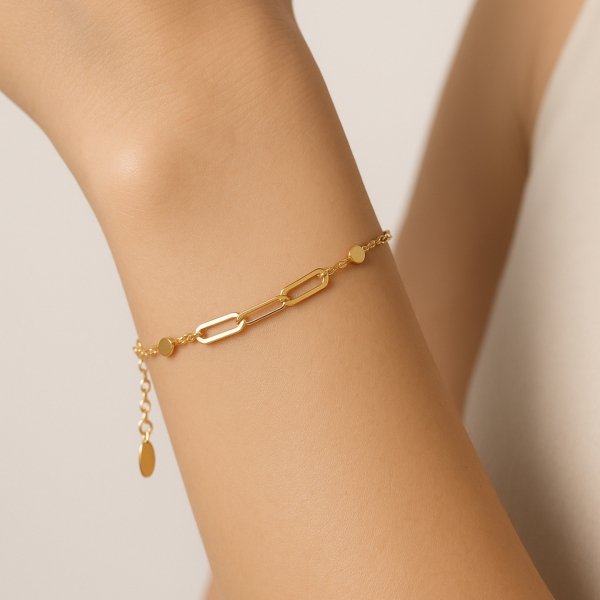 Bransoletka 19cm z geometrycznym motywem złoto 375