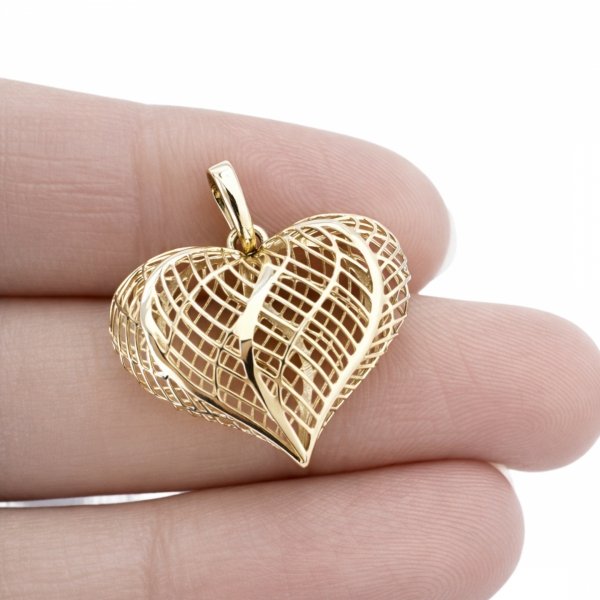Wisior ażurowe serce złoto 585