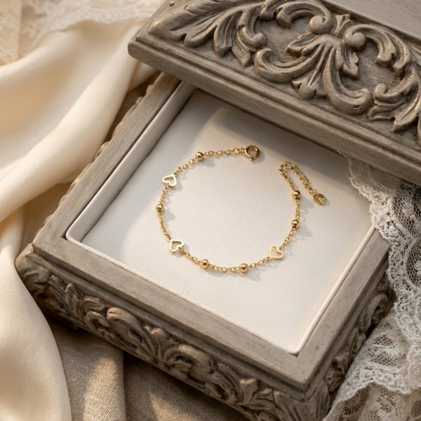 Bransoletka z motywem serca złoto 585