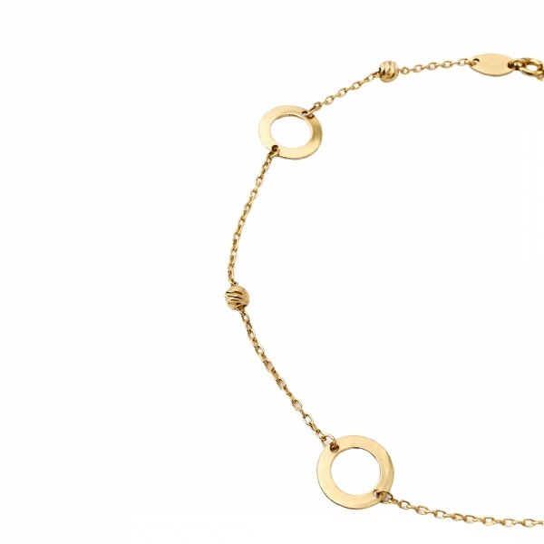 Bransoletka z obręczami i kulami złoto 585