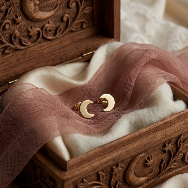 Kolczyki sztyft półksiężyce złoto 585