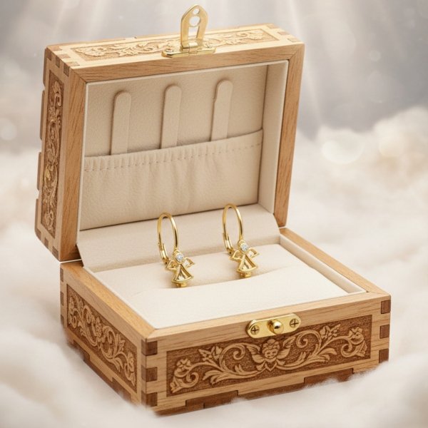 Kolczyki kontur aniołek złoto 585 