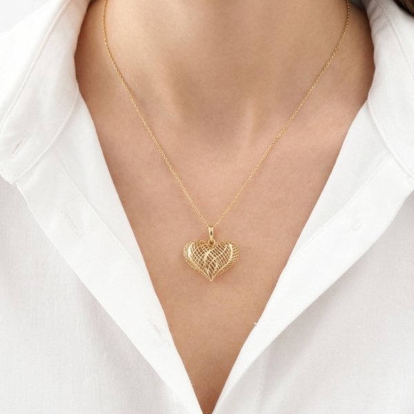 Wisior ażurowe serce złoto 585