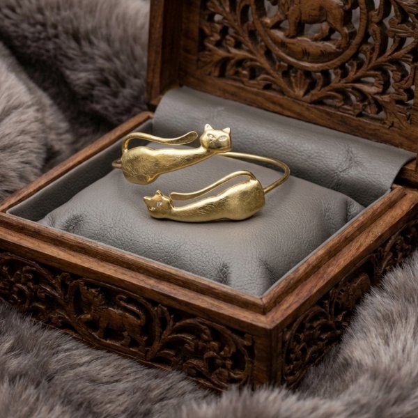 Bransoletka sztywna pozłacana KOTY art srebro 925