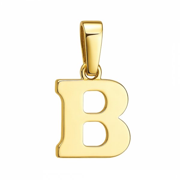 Wisior litera B gładka drukowana złoto 585 