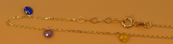 Bransoletka łańcuszek paciorki tęcza 18,5cm złoto 585 