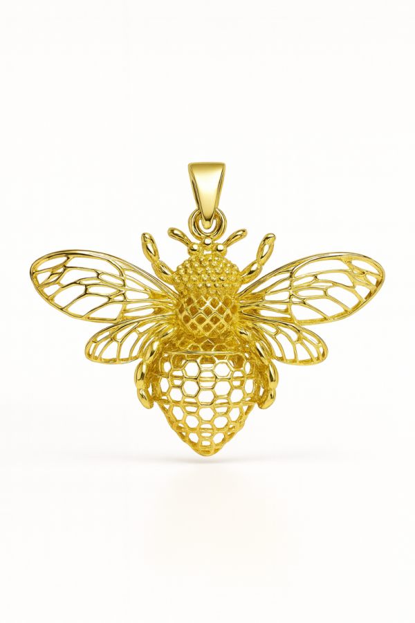 Wisior duża ażurowa pszczoła złoto 585