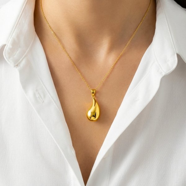  Wisior kropla 3D duża  złoto 585 