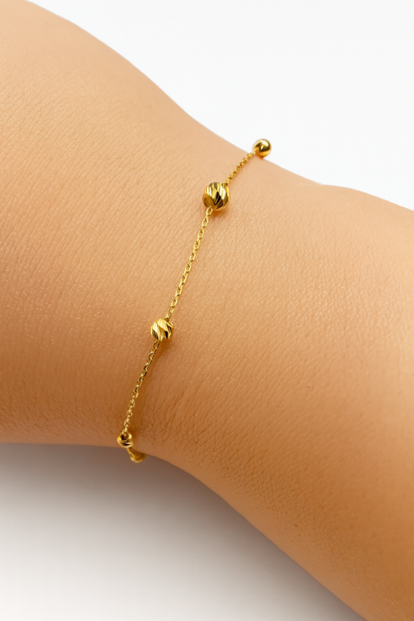 Bransoletka kule grawerowane 19 cm złoto 585