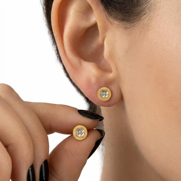 Kolczyki sztyft rozety cztery oczka złoto 585