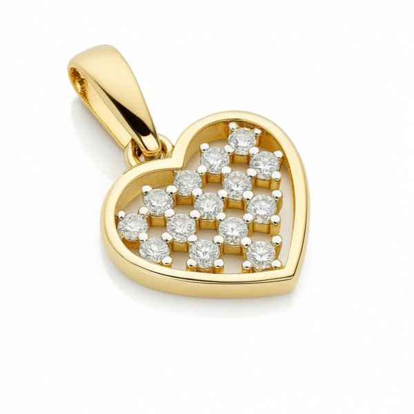 Zawieszka serce ażur kamienie złoto 585