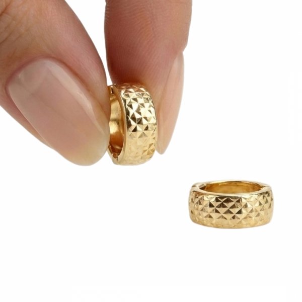 Kolczyki szerokie koła diamentowane złoto 585 