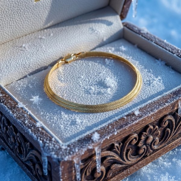 Bransoletka Jodełka Taśma Szeroka 21,5 cm złoto 585