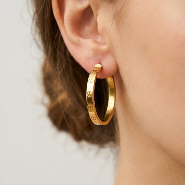 Kolczyki koła fi 31mm gwóźdź złoto 585