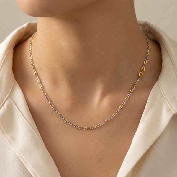 Łańcuch figaro finezja białe złot 50cm złoto 585