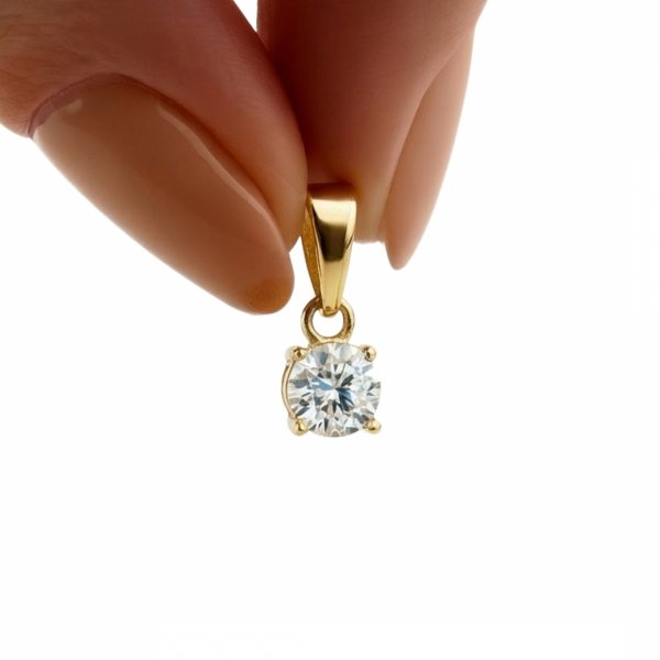 Wisior z białym kamieniem złoto 585