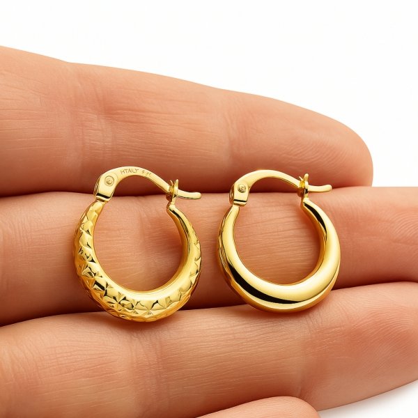 Kolczyki koła 3D diamentowane złoto 585