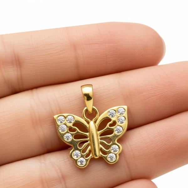 Wisior motyl cyrkonie złoto 585 