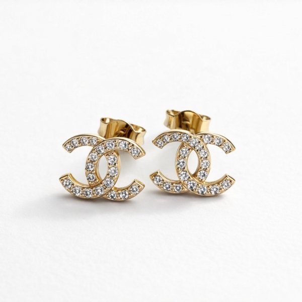 Kolczyki sztyfty z literami i cyrkoniami złoto 585