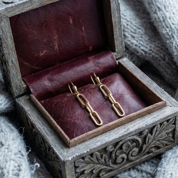 Kolczyki wiszące ogniwa 3D złoto 585 