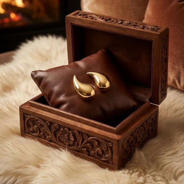 Krople sztyft 3D Kolczyki złoto 585 