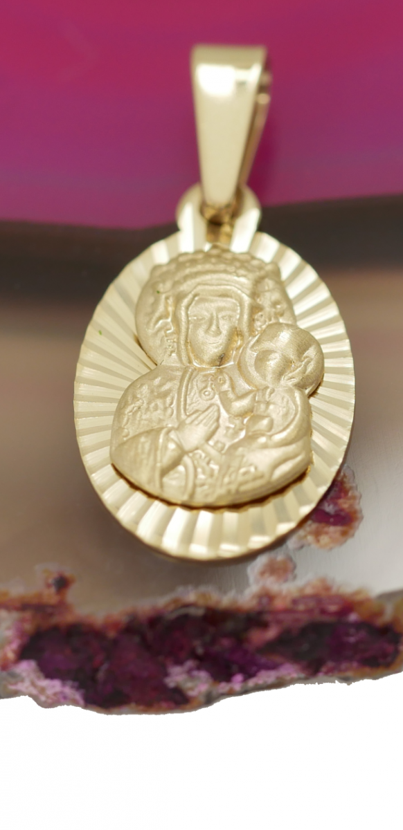 Medalik diamentowany z wizerunkiem złoto 585 