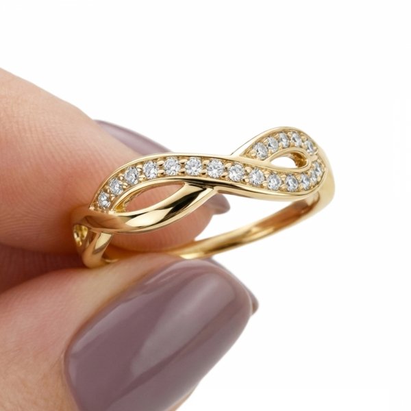 Pierścionek splecione infiniti R.15 złoto 585  