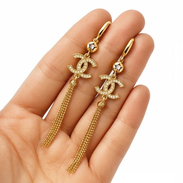 Kolczyki litery kulka łańcuszki złoto 585