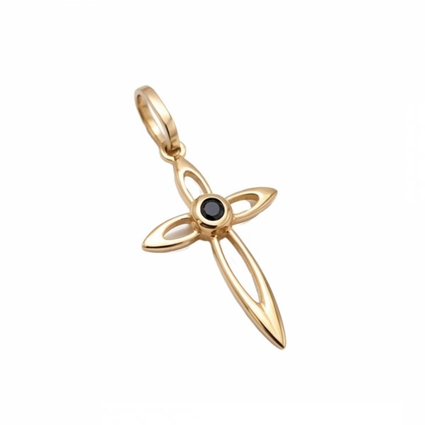 Wisior krzyż z kamieniem złoto 585