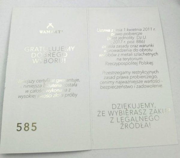  Bransoletka 9MM pierścień diament 20cm złoto 585 