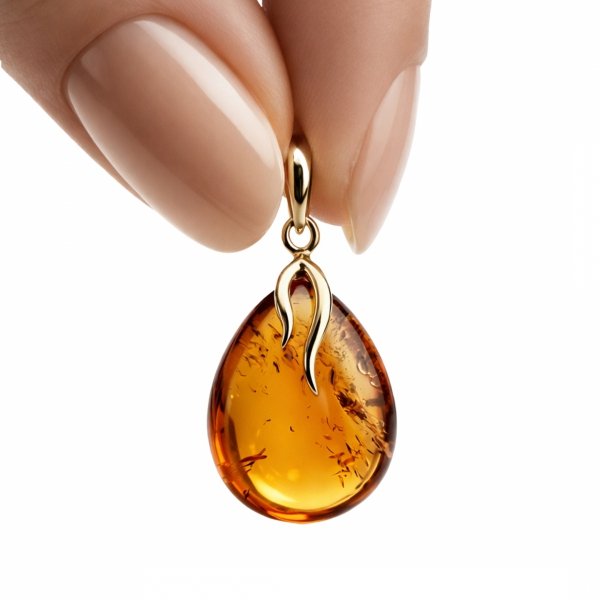 Wisior kropla bursztyn naturalny srebro 925