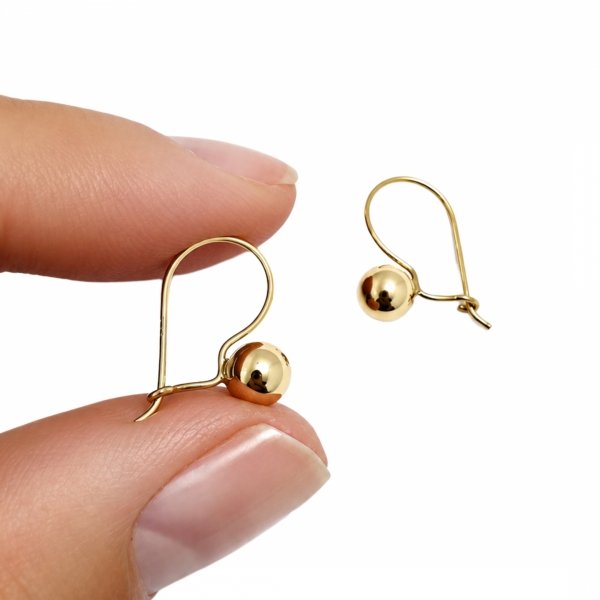 Kolczyki bigiel polerowana kula złoto 585