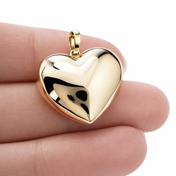 Wisior duże serce dwustronne złoto 585