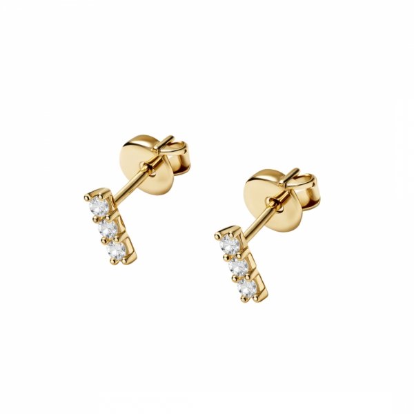 Kolczyki trzy kamienie złoto 585 