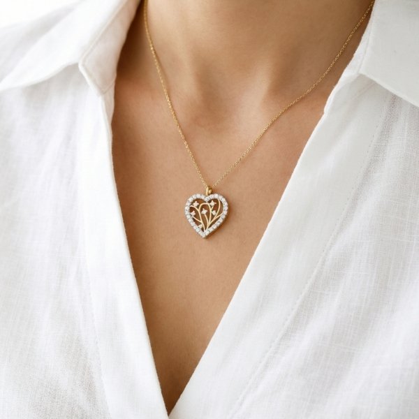 Zawieszka serce gałązki złoto 585